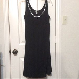 Sangria 10 black stone decorated high waist dress
